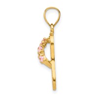 14K Yellow Gold 3-D October Pink CZ Birthstone Flip Flop Pendant view 2