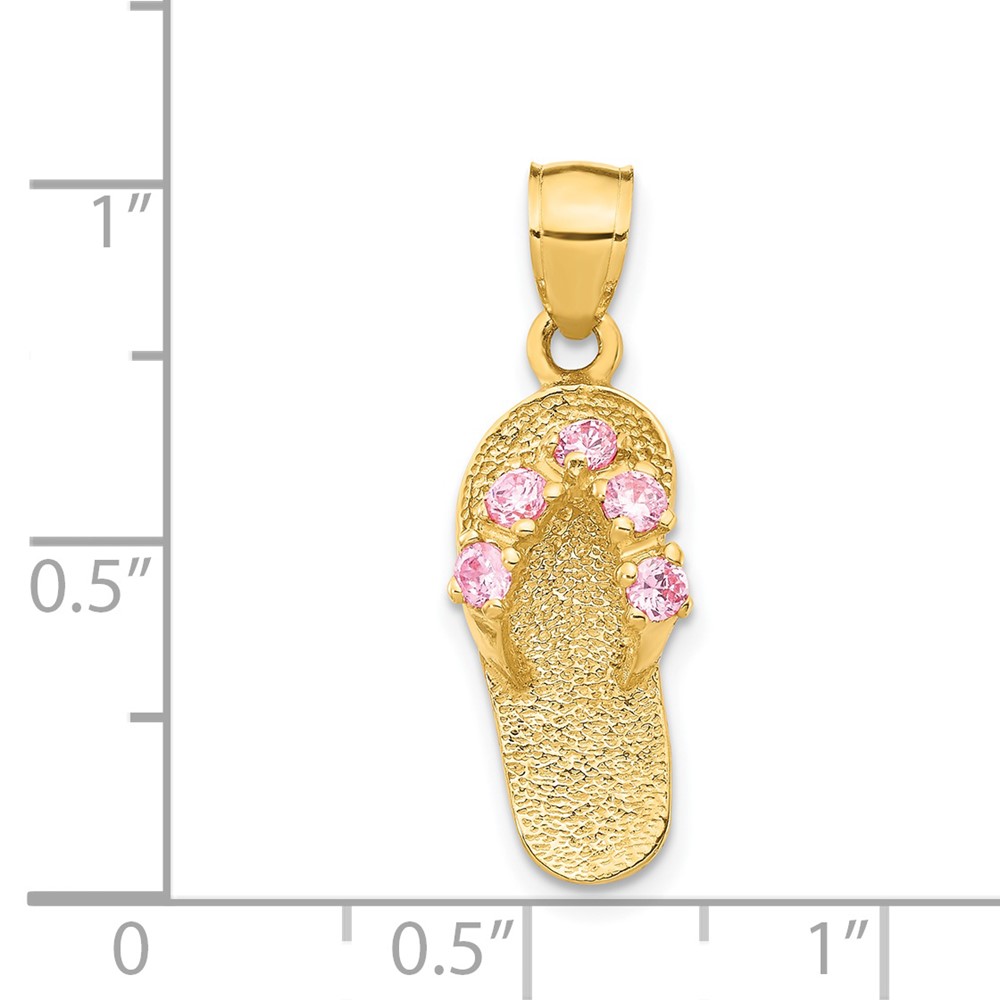 14k  3D October/CZ Birthstone Flip Flop Pendant (D3430)