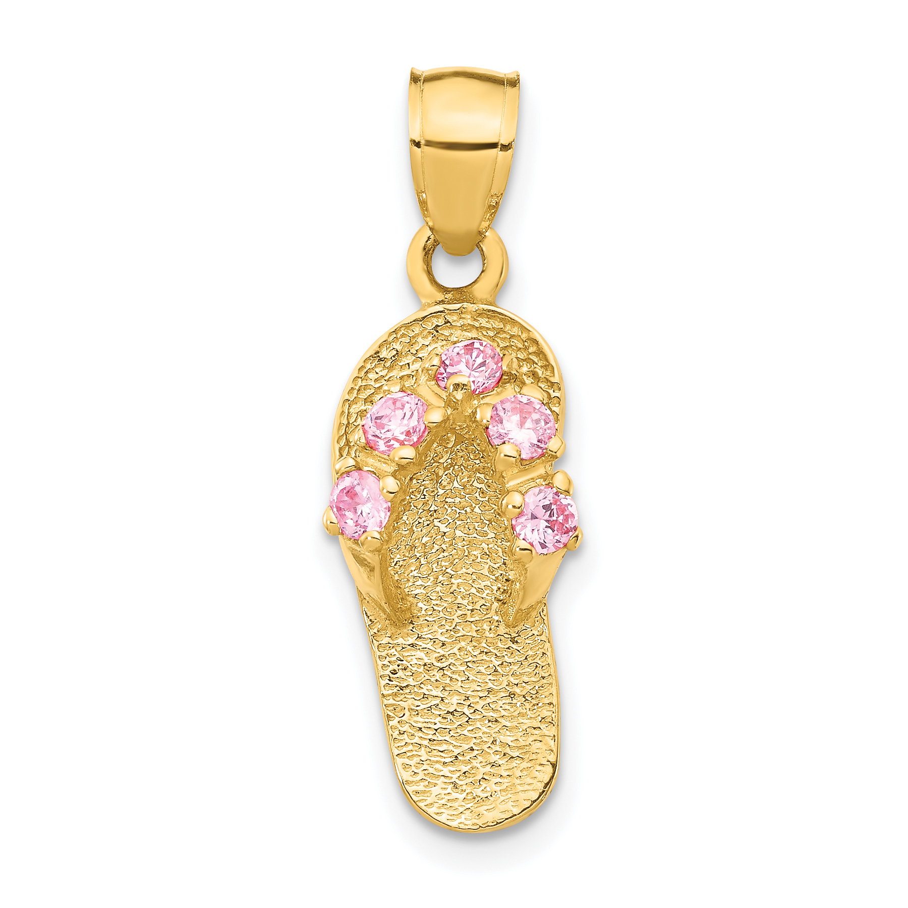 14k  3D October/CZ Birthstone Flip Flop Pendant (D3430)