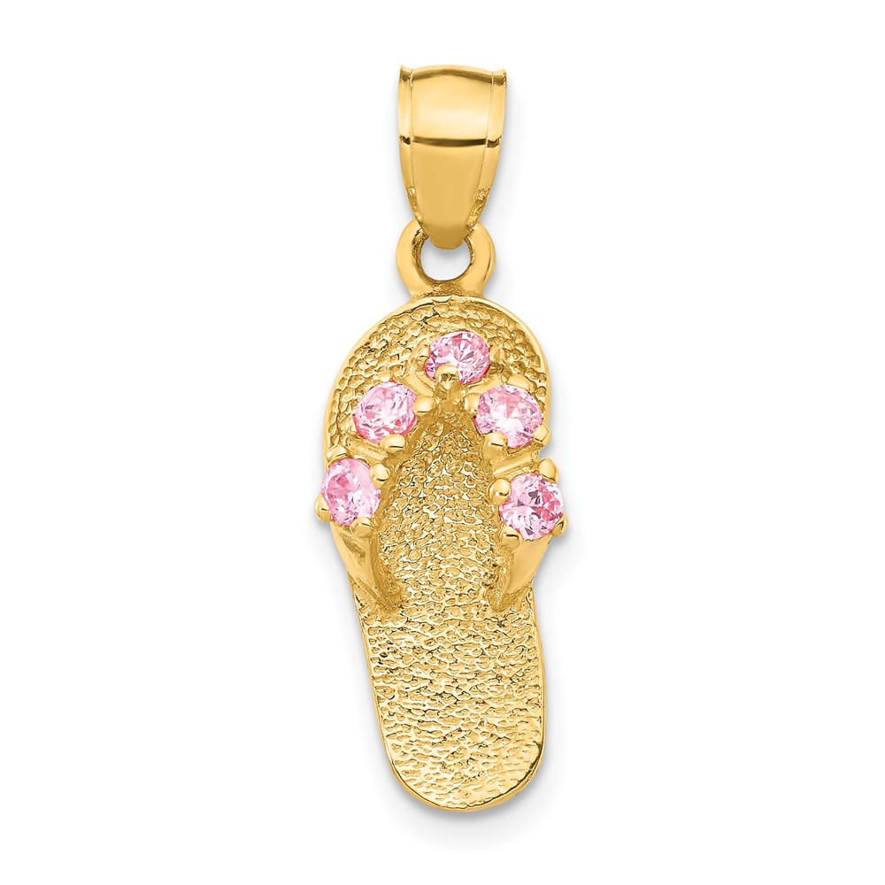 14k  3D October/CZ Birthstone Flip Flop Pendant (D3430)