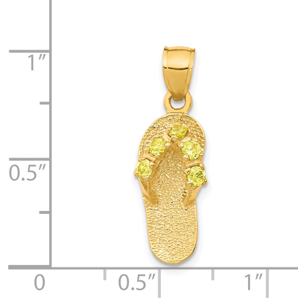14k  3D November/CZ Birthstone Flip Flop Pendant (D3431)