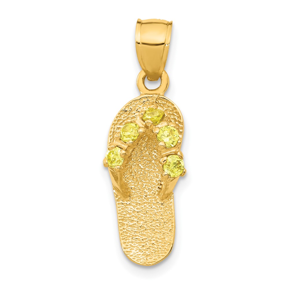14k  3D November/CZ Birthstone Flip Flop Pendant (D3431)