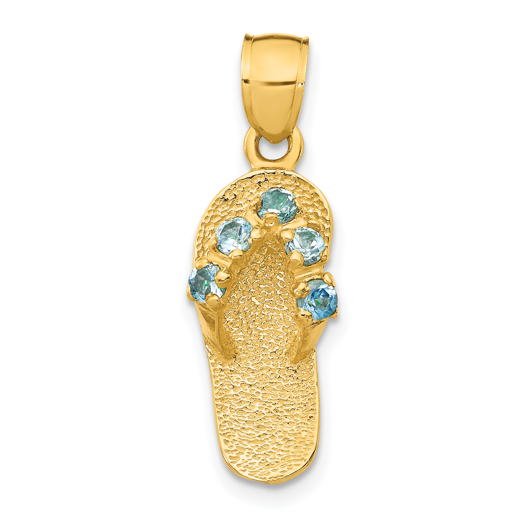 14k  3D December/CZ Birthstone Flip Flop Pendant (D3432)