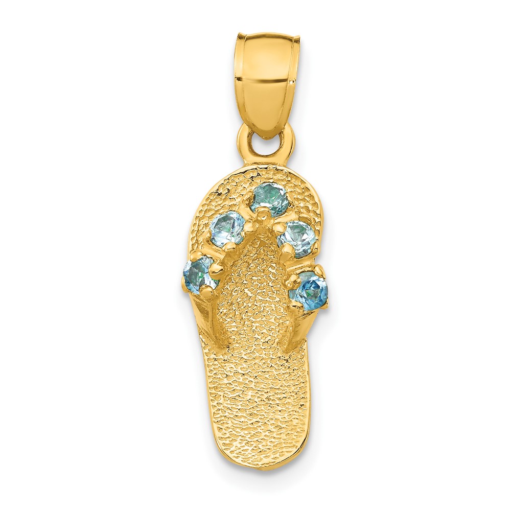 14k  3D December/CZ Birthstone Flip Flop Pendant (D3432)