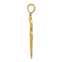 14K and White Rhodium Diamond-cut Filigree Dragonfly Pendant view 2