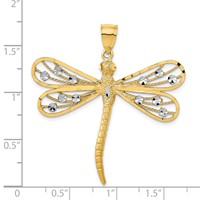 14K and White Rhodium Diamond-cut Filigree Dragonfly Pendant view 3