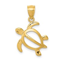 14K Medium Open Turtle Pendant view 1