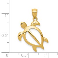14K Yellow Gold Large Open Turtle Pendant view 3