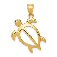 14K Yellow Gold Large Open Turtle Pendant view 1