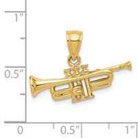 14K Yellow Gold 3-D Trumpet Pendant view 3