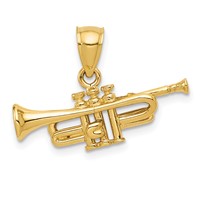 14K Yellow Gold 3-D Trumpet Pendant view 1