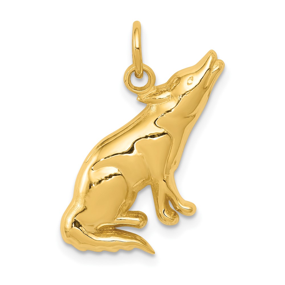 14K Howling Wolf Charm