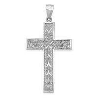 14K Two-tone Crucifix Pendant with Flower Center view 4