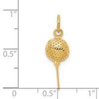 14K Yellow Gold Domed Golf Ball on Tee Charm view 3