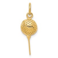 14K Yellow Gold Domed Golf Ball on Tee Charm view 1