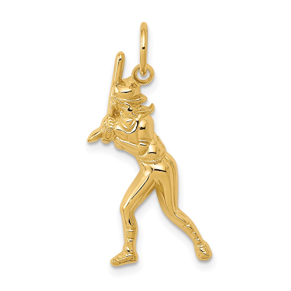 14K Female Baseball Batter Charm