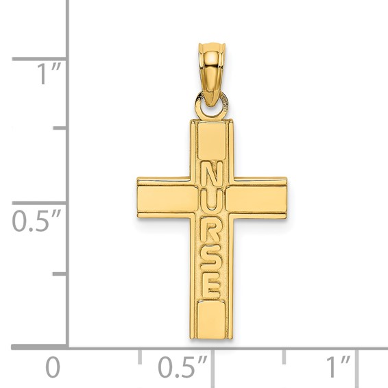14k NURSE Cross Charm