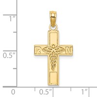 14K Yellow Gold RN Caduceus Cross Charm view 3