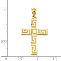 14K Yellow Gold Greek Key Cross Pendant view 3