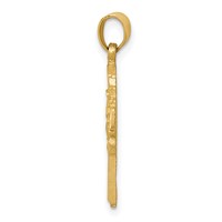 14K Yellow Gold Satin Diamond-cut Dove Cross Charm view 2