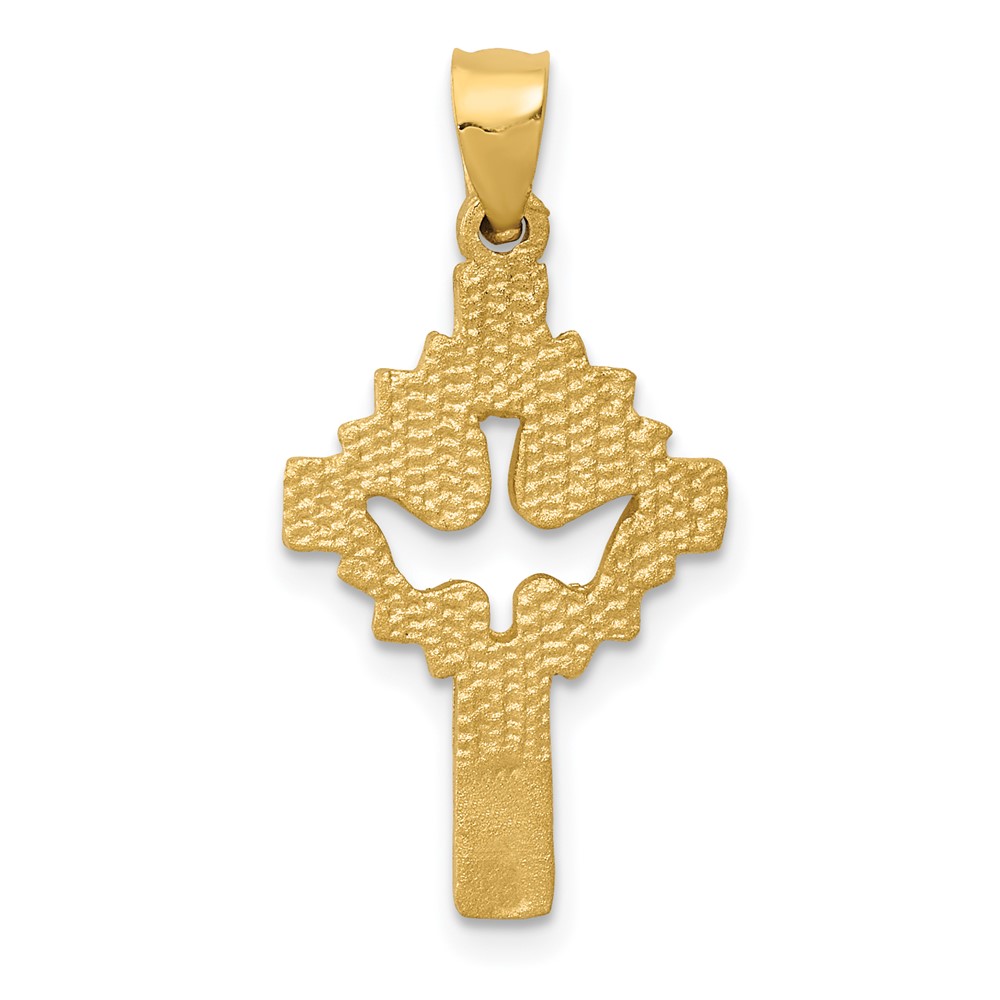 14k Dove Cross Charm (D35)