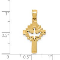 14K Yellow Gold Satin Diamond-cut Dove Cross Charm view 3