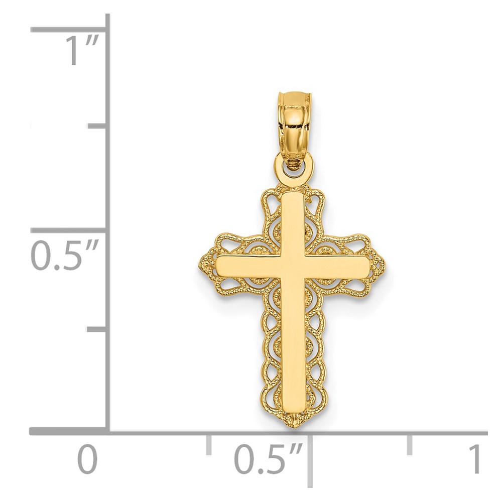 14k Budded Cross Charm (D3501)
