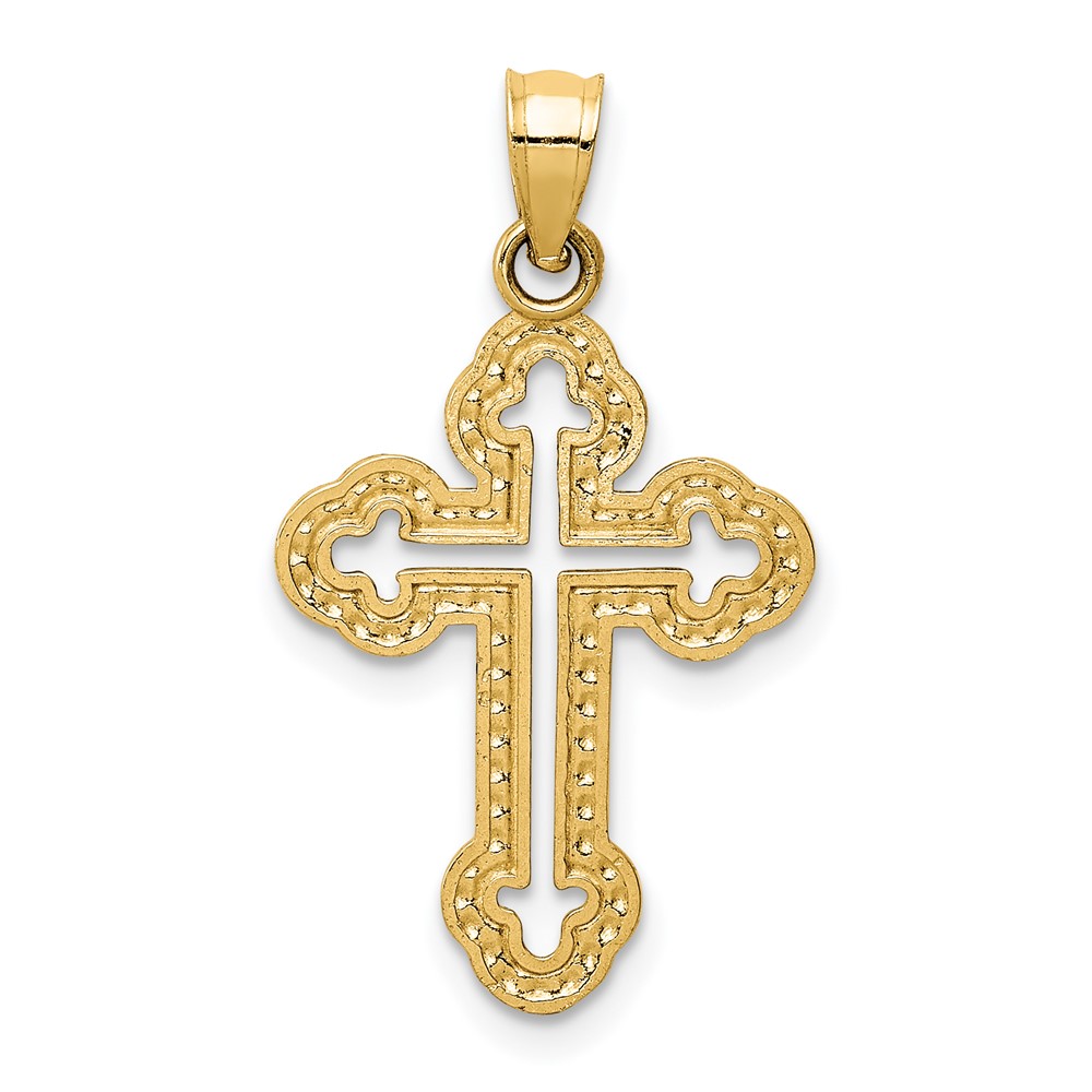 14k Cut-out Budded Cross Charm (D3505)