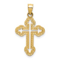 14K Yellow Gold Cut-out Budded Cross Charm view 4