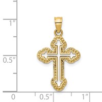 14K Yellow Gold Cut-out Budded Cross Charm view 3