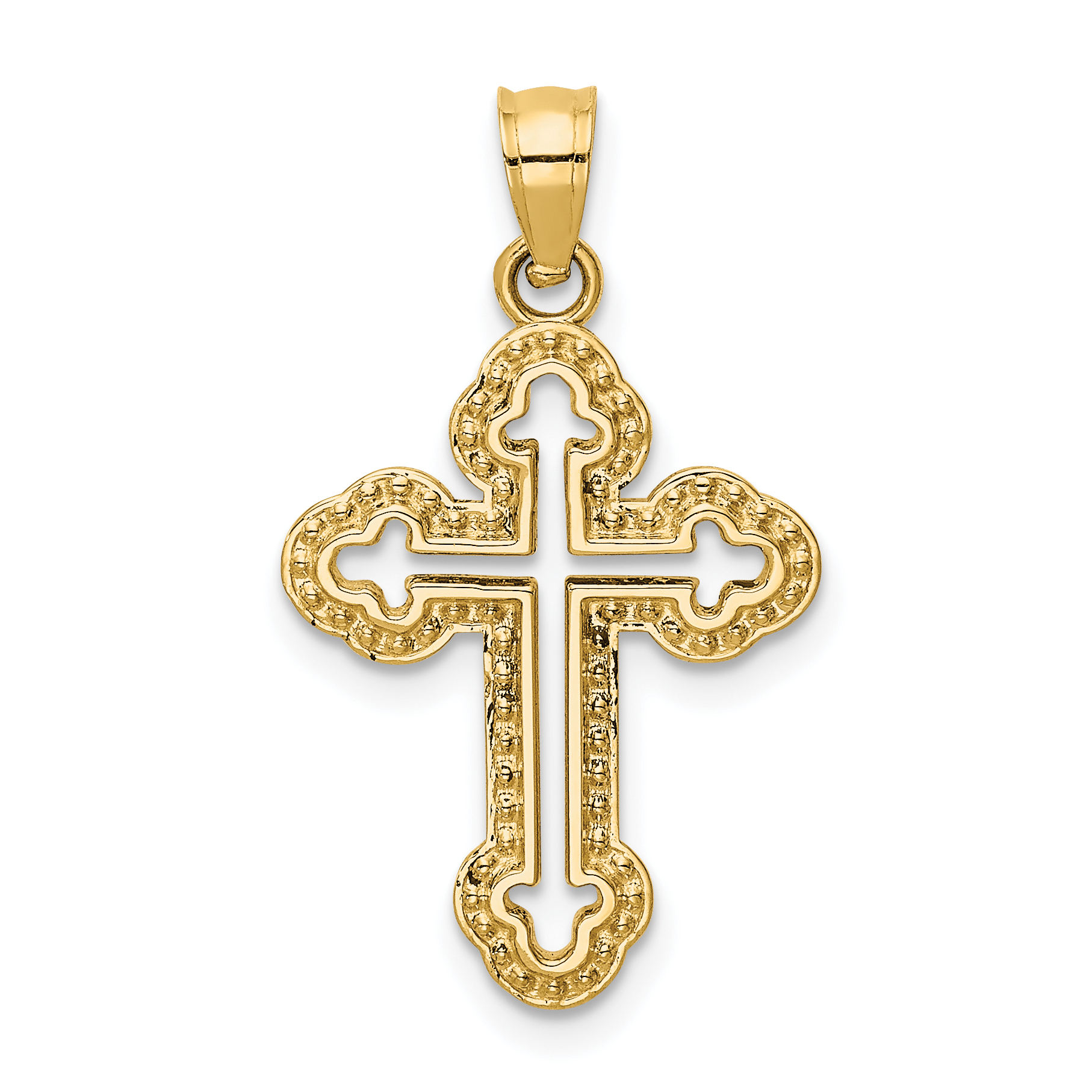 14k Cut-out Budded Cross Charm (D3505)