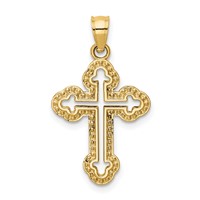 14K Yellow Gold Cut-out Budded Cross Charm view 1