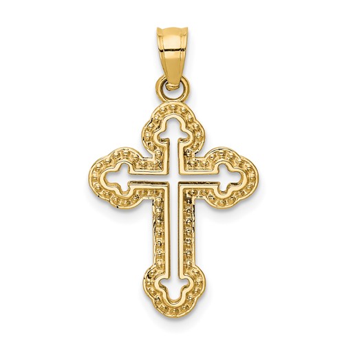14K Yellow Gold Cut-out Budded Cross Charm