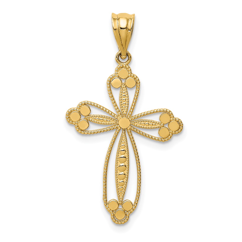 14K Budded Cross Pendant (D3506)