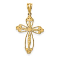 14K Yellow Gold Budded Cross Pendant view 4