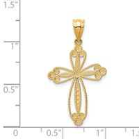 14K Yellow Gold Budded Cross Pendant view 3