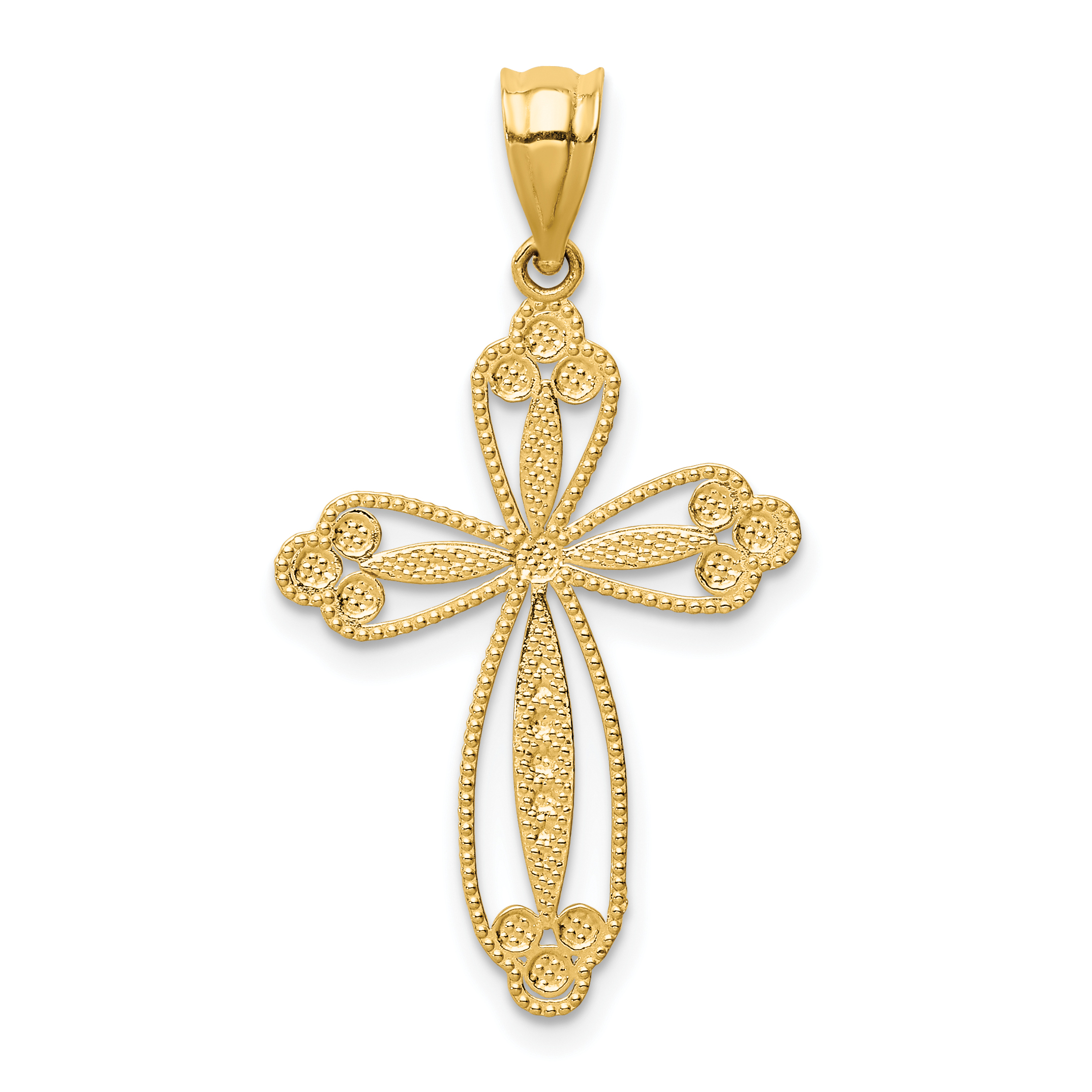 14K Budded Cross Pendant (D3506)
