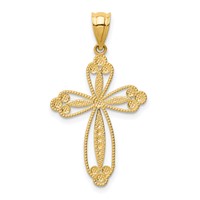 14K Yellow Gold Budded Cross Pendant view 1