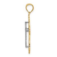 14K Two-tone Fleur De Lis Cross Pendant view 2