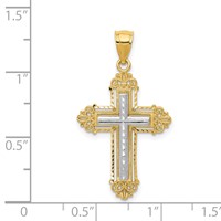 14K Two-tone Fleur De Lis Cross Pendant view 3