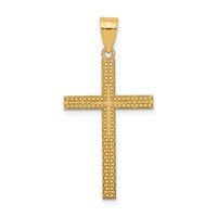 14K Yellow Gold Diamond-cut Latin Cross Pendant view 1