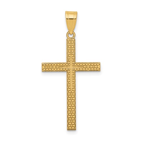 14K Yellow Gold Diamond-cut Latin Cross Pendant
