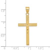 14K Yellow Gold Diamond-cut Latin Cross Pendant view 3