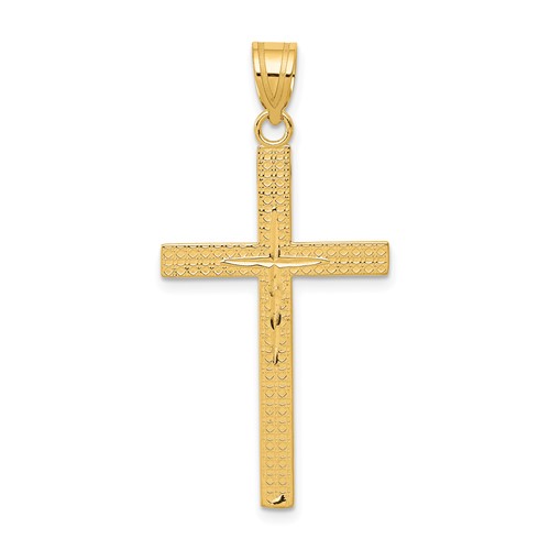14K Yellow Gold Diamond-cut Latin Cross Pendant