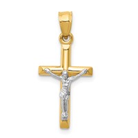 14K Two-tone Hollow Crucifix Charm view 1