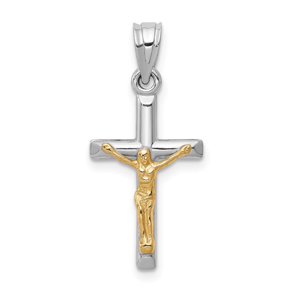 14K Two-tone Hollow Crucifix Charm