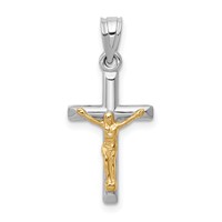 14K Two-tone Hollow Crucifix Charm view 1
