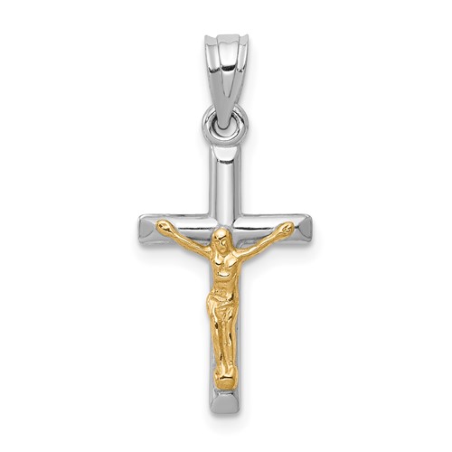 14K Two-tone Hollow Crucifix Charm