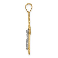 14K Two-tone Diamond-cut Crucifix Pendant view 2
