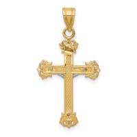 14K Two-tone Diamond-cut Crucifix Pendant view 4
